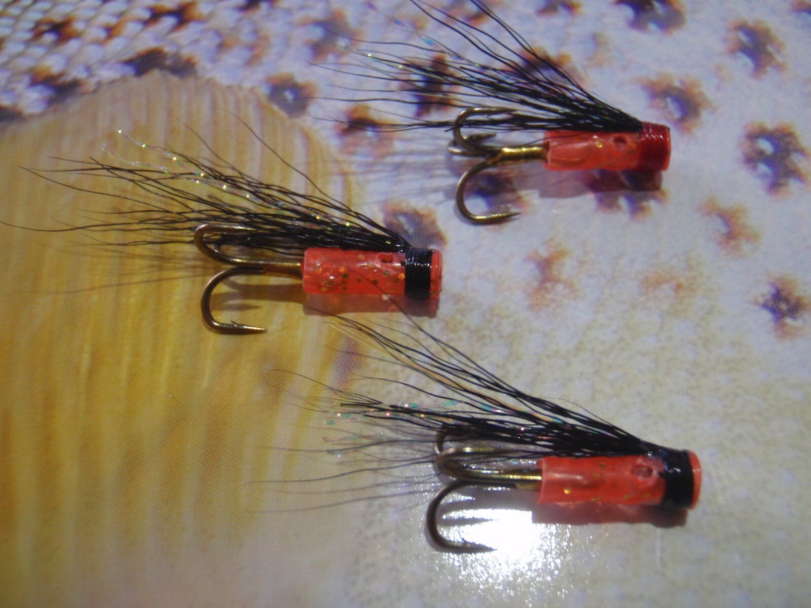 Micro Hitch Tube Flies - Bright Orange Stoat x 3 - with hooks