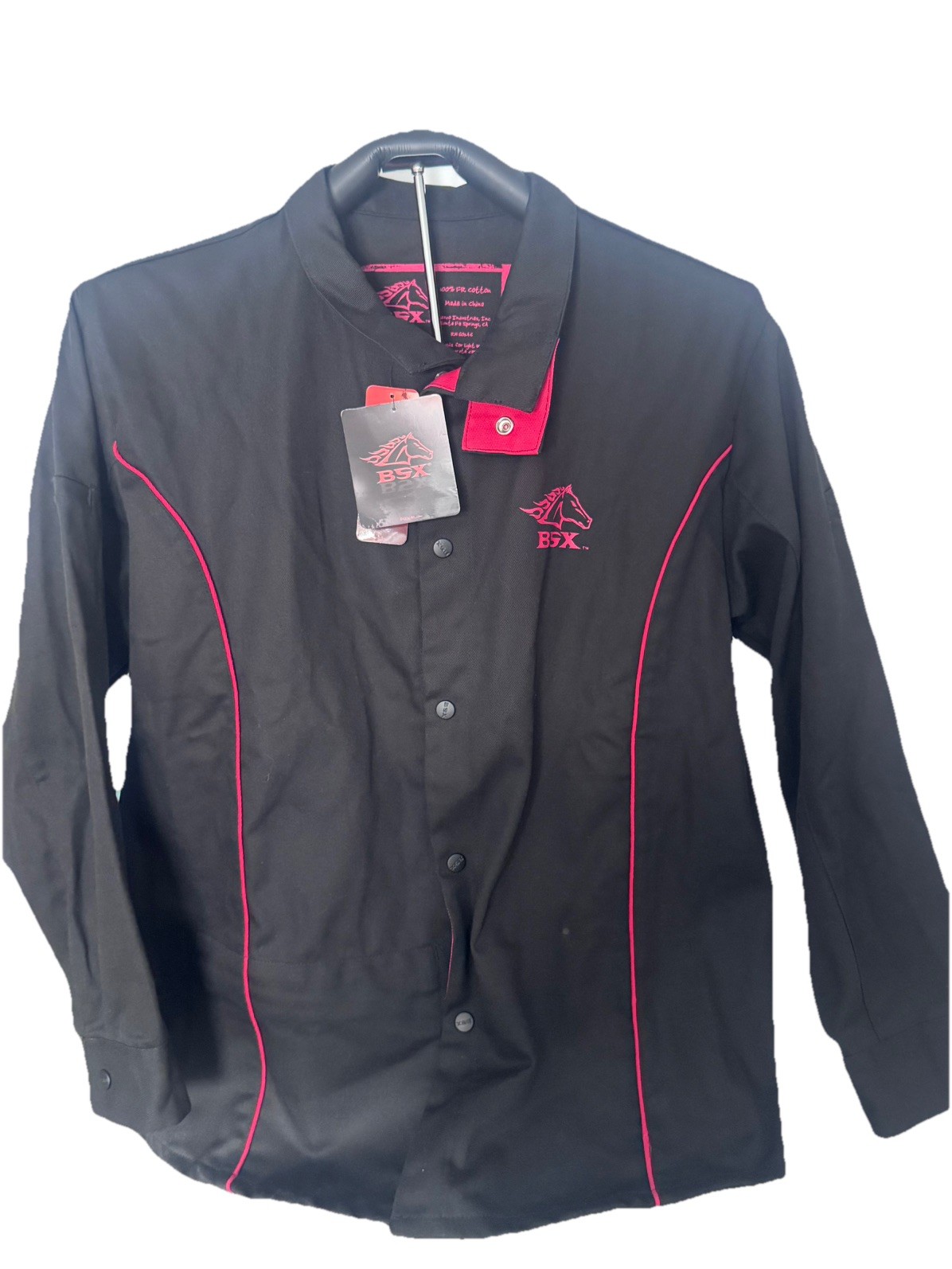 BSX Welding Jacket - Size L - Long Sleeve - Black - Button Up Flame Resistant