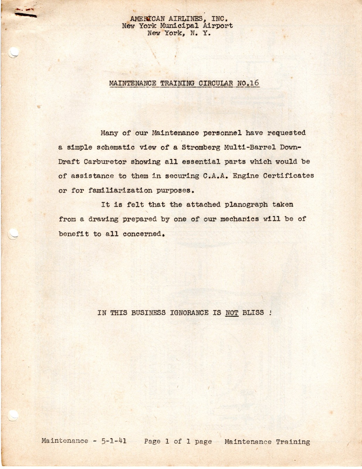 1939 AMERICAN AIRLINES Mechanic Apprentice Training Information Booklets 85 Pgs.