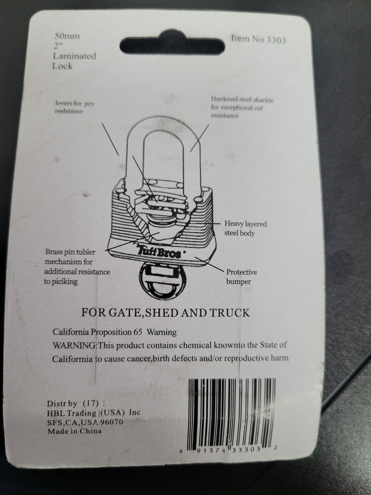Tuff Bros Laminated Padlock, Short 50 mm