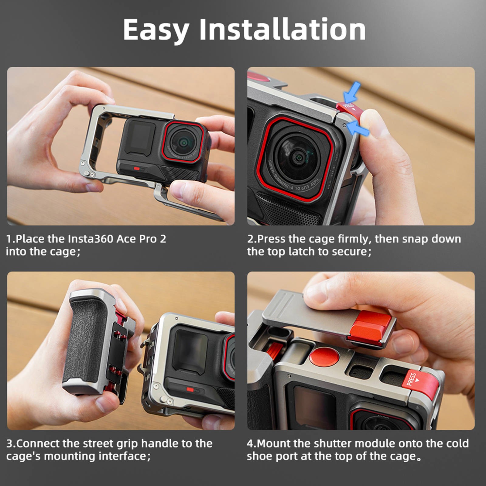 For Insta360 Ace Pro 2 Camera Aluminum Handheld Case Cover Durable Material