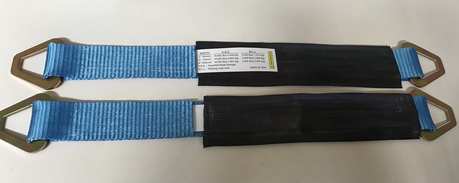 SET OF 2 - 4' AXLE STRAPS 12K WEB (BLUE)
