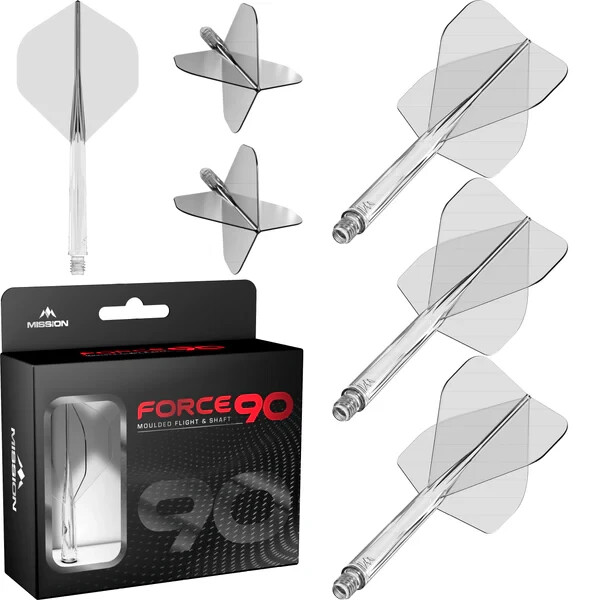 CLEAR MEDIUM NO2 MISSION FORCE 90 1 PIECE MOLDED SHAFT & FLIGHT SYSTEM