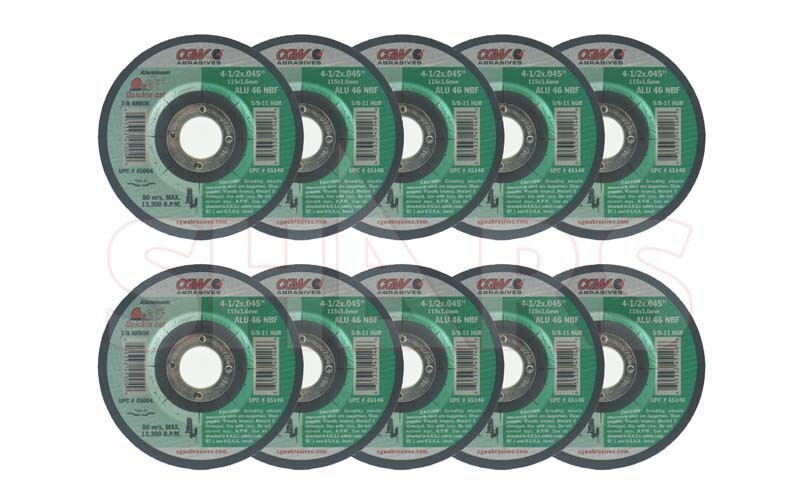 CGW 10 PCS 4-1/2 x .045 x 7/8 46 Grit Type 27 Aluminum Oxide Cutoff Wheel ^|