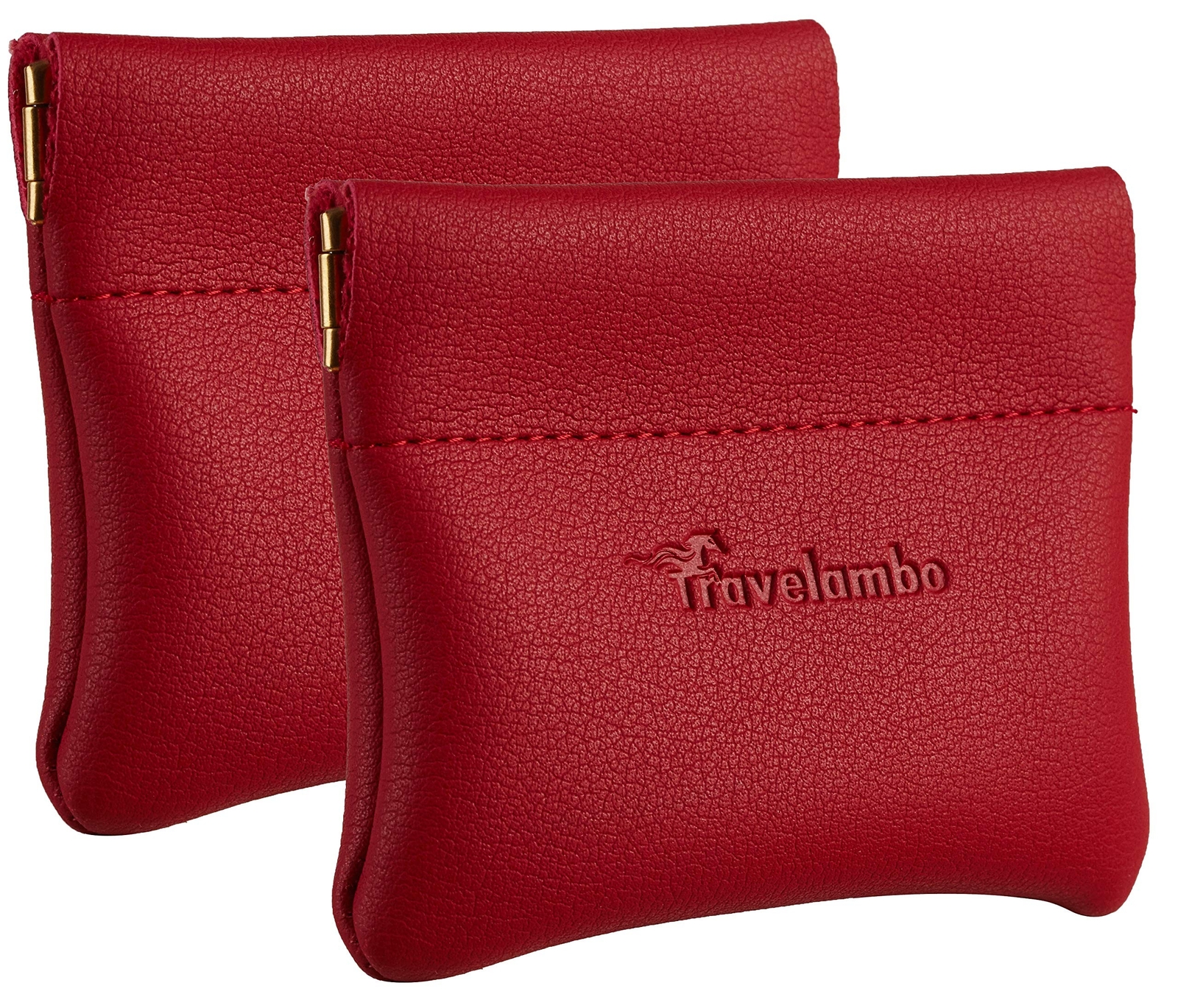 Travelambo Leather Squeeze Coin Purse Pouch Change Holder For Men & Women 2 p...