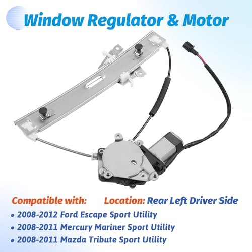 Rear Left Driver Side Power Window Regulator with Motor Compatible with Ford