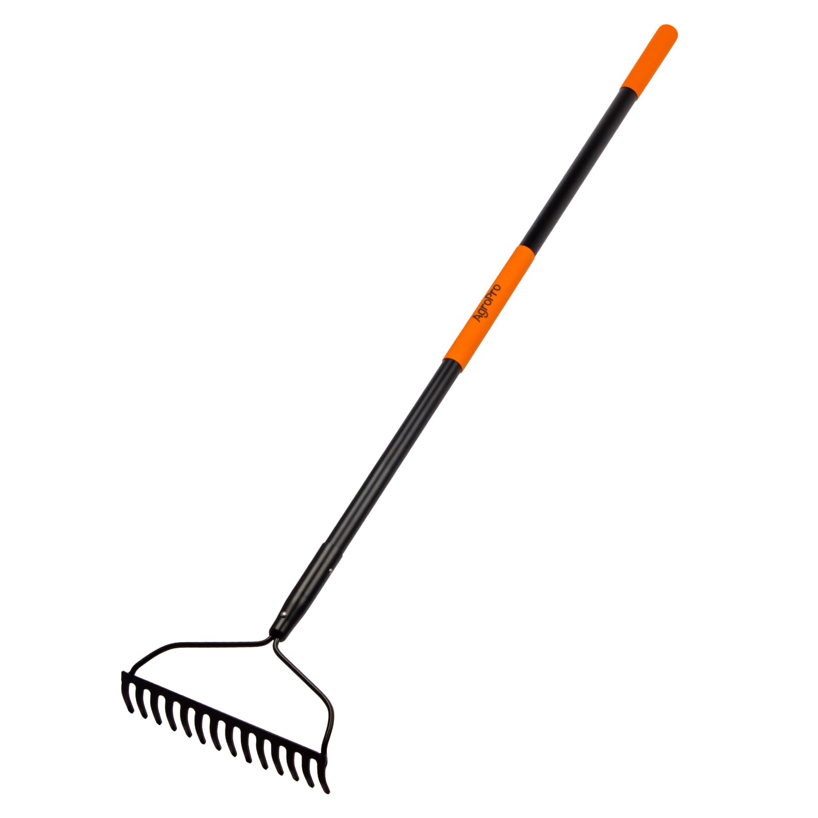 Heavy-Duty Garden Rake with 14 Tines, 58-Inch Fiberglass Handle