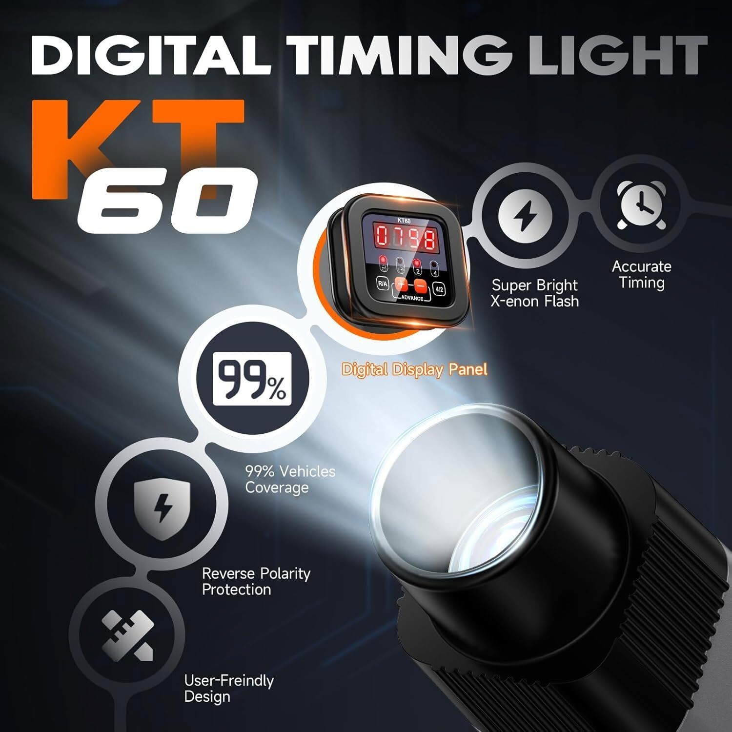 KZYEE KT60 Digital Engine Timing Light Inductive Strobe Timing Light Ignition
