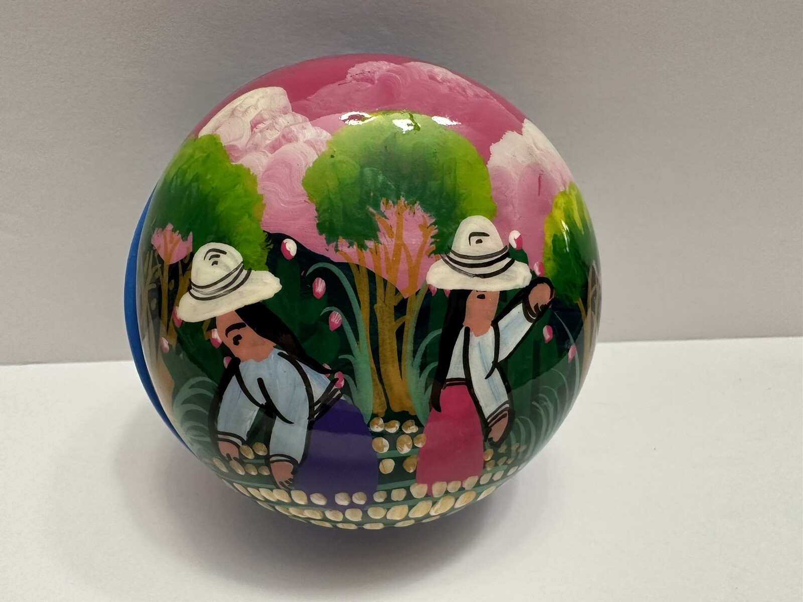 Hand Thrown Trinket Box Hand Painted Colorful Ceramic Round