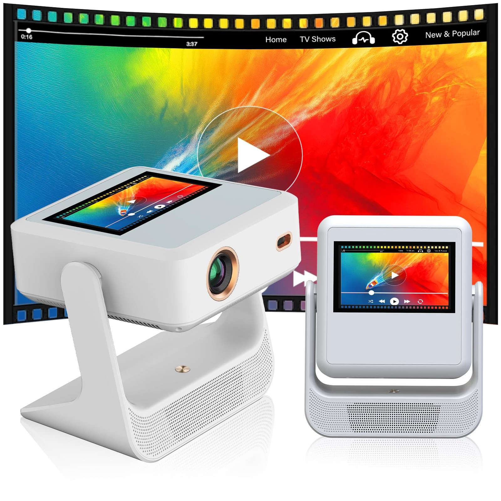 Aepuesem Portable Projector with TouchScreen & Built-in App Store, Native 108...