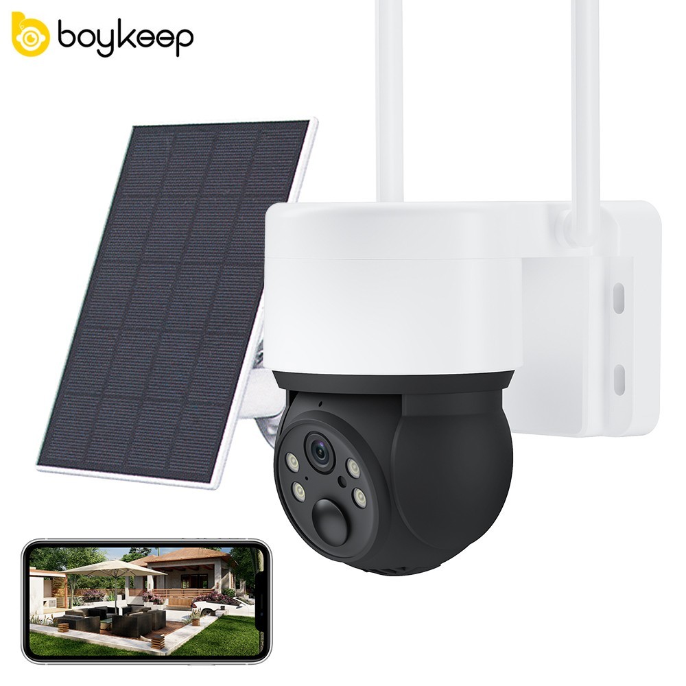 boykeep Wireless Outdoor Solar Battery Powered Camera 2.4GWiFi Pan/Tilt Home Cam