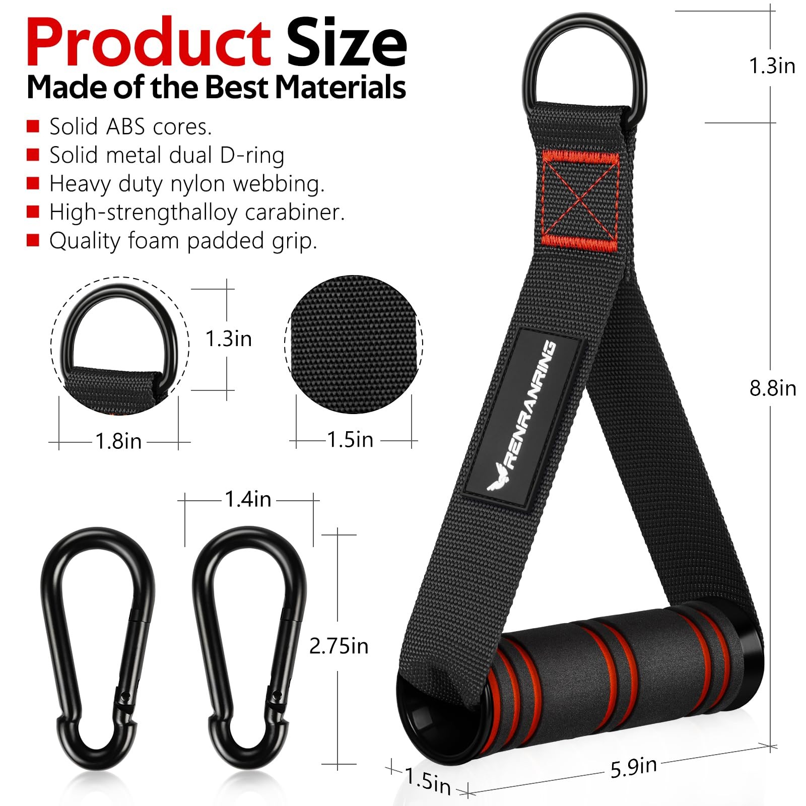 RENRANRING Gym Exercise Handles, Replacement Handle Attachments for Cable Mac...