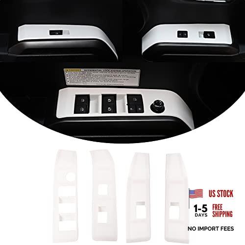 Front and Rear Doors 4pcs Look Interior Door Armrest Window Switch Panel White