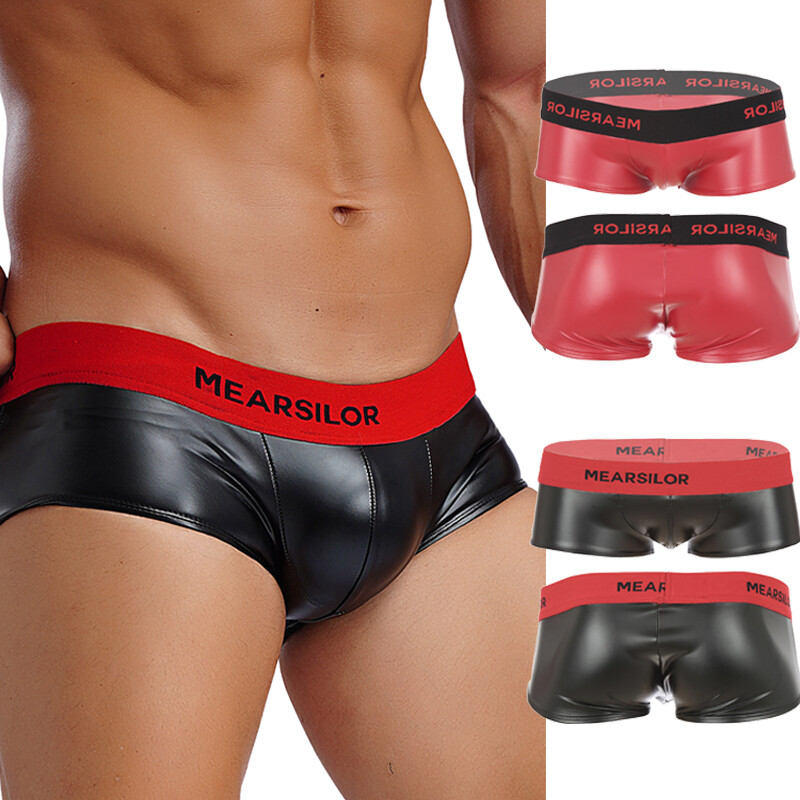 Mens Shorts Underwear Briefs Bottoms Panties Leather Costume Convex Pouch Latex
