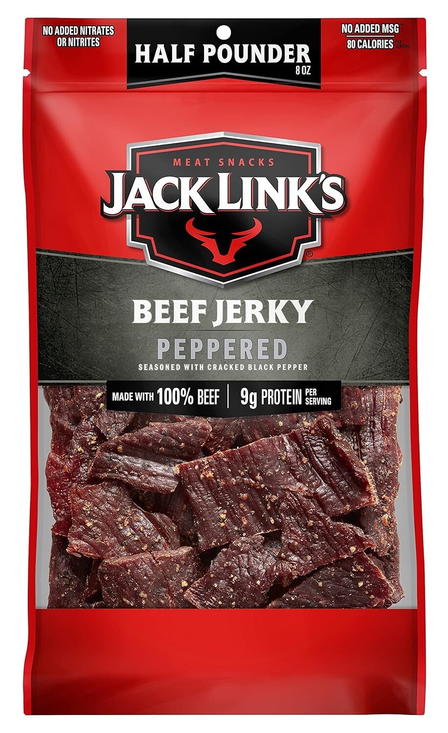 Jack Link's Peppered Beef Jerky | 1/2 lb Bag, 9g Protein, Flavorful Snack