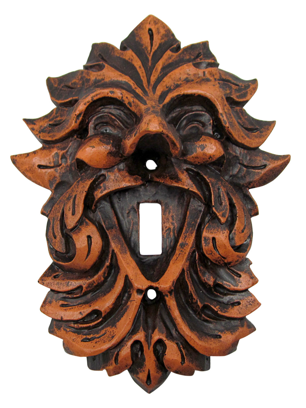 Laughing Leafman Switchplate Celtic Leaf Green Man Switch Plaque - Dryad Design