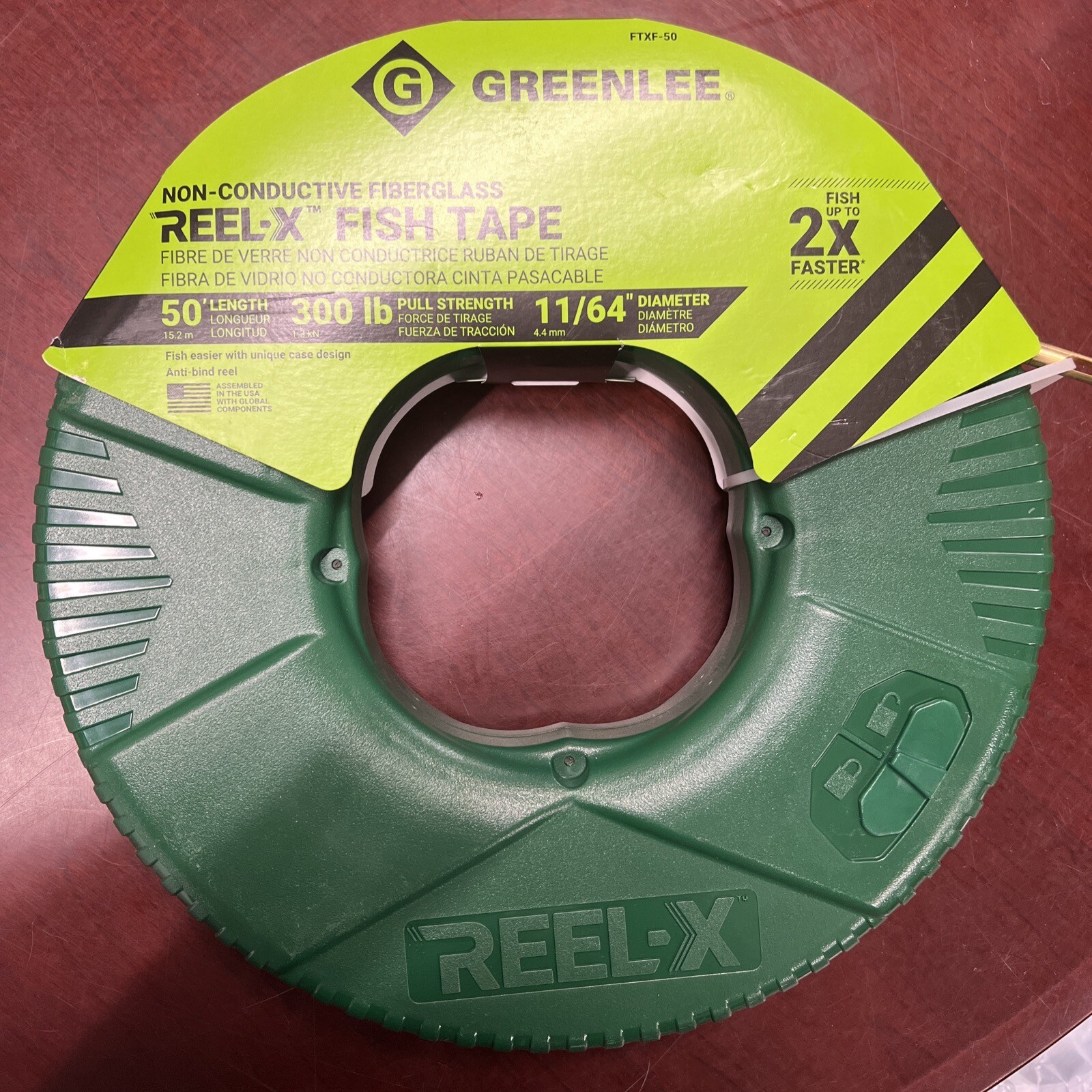 Greenlee FTXF-50 Fiberglass Fish Tape 50-ft 300lb pull strength 11/64" Diameter