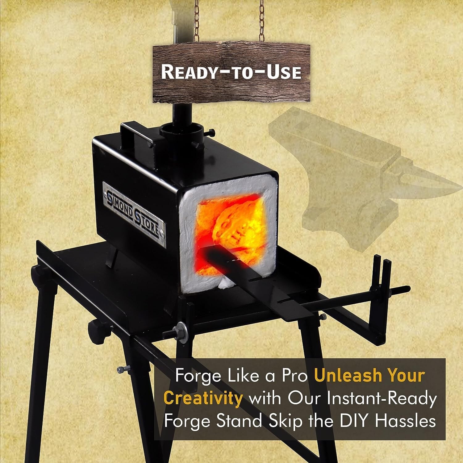 Simond Store blacksmith forge kit Stand compatible with all single burner forge