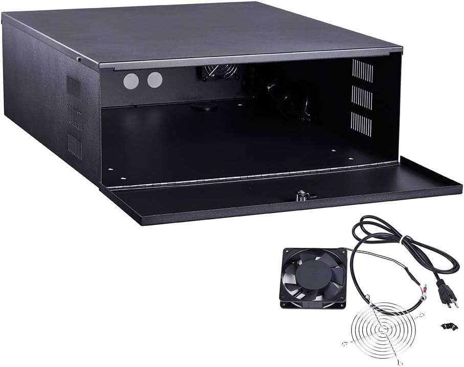 DVR Security Lockbox 16 Gauge Steel Heavy Duty Wall Mount Cooling Fan Case White