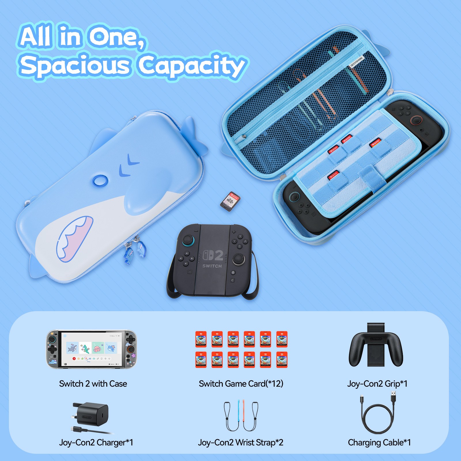 GeekShare Shark NS2 Carrying Case for Nintendo Switch 2025 Thick Storage Bag
