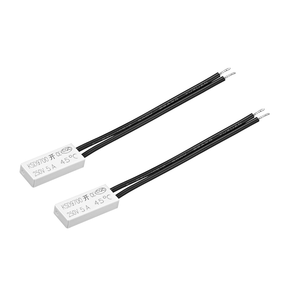 KSD9700 Thermostat, 45℃ N.O 5A Plastic Bimetal Temperature Control Switch 2pcs