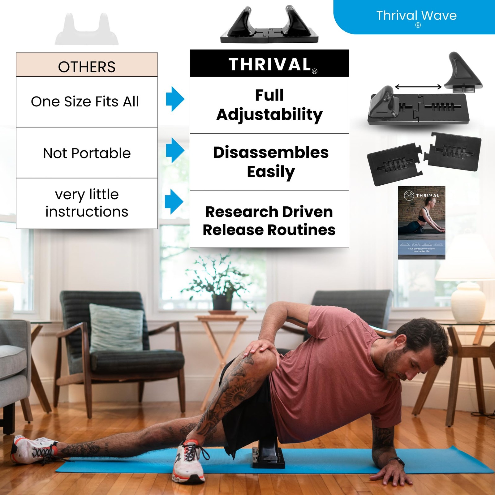Thrival Wave - Fully Adjustable Psoas Muscle Wave, Carbon Black