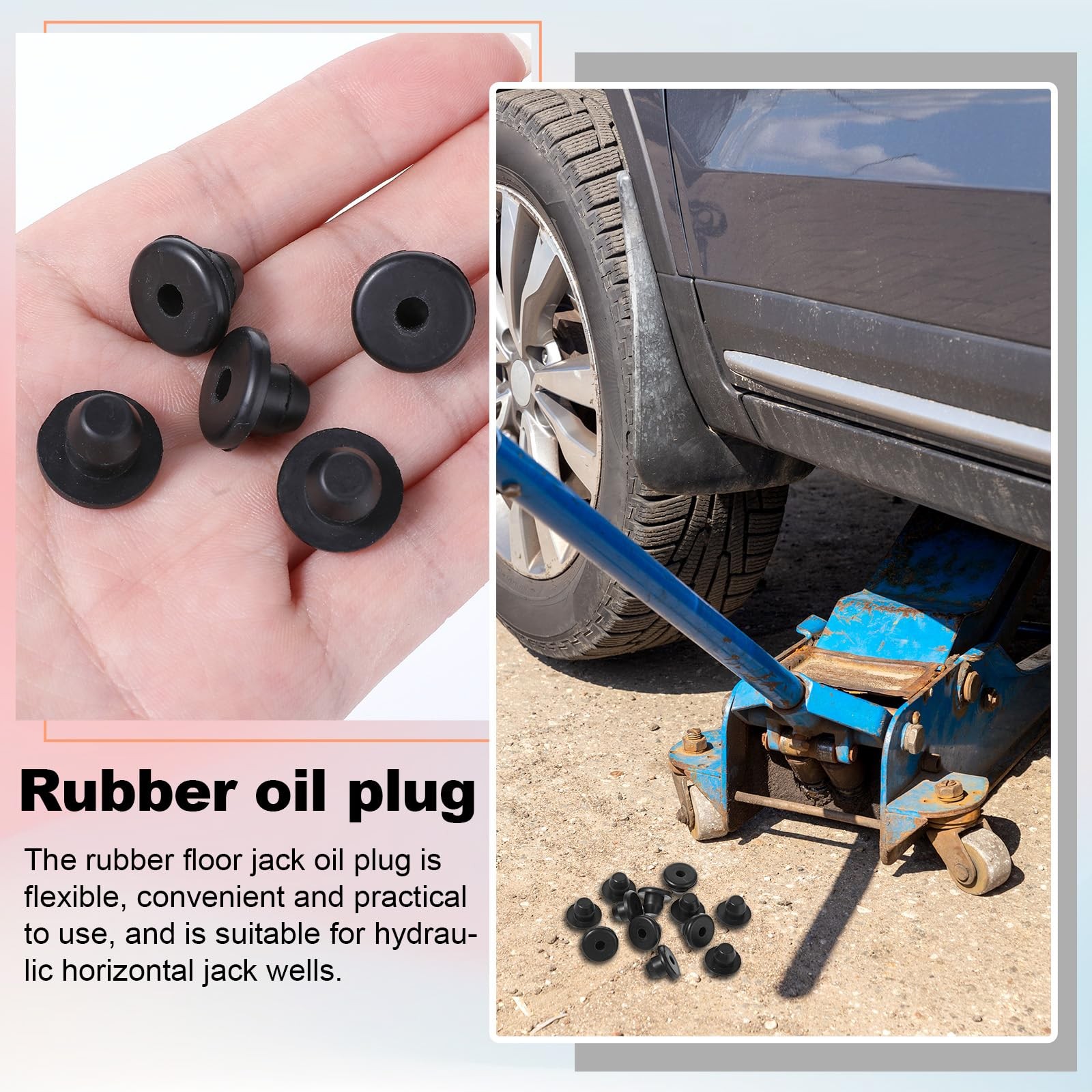 12 Pack Rubber Jack Oil Plug, Hydraulic Plug One size, Black