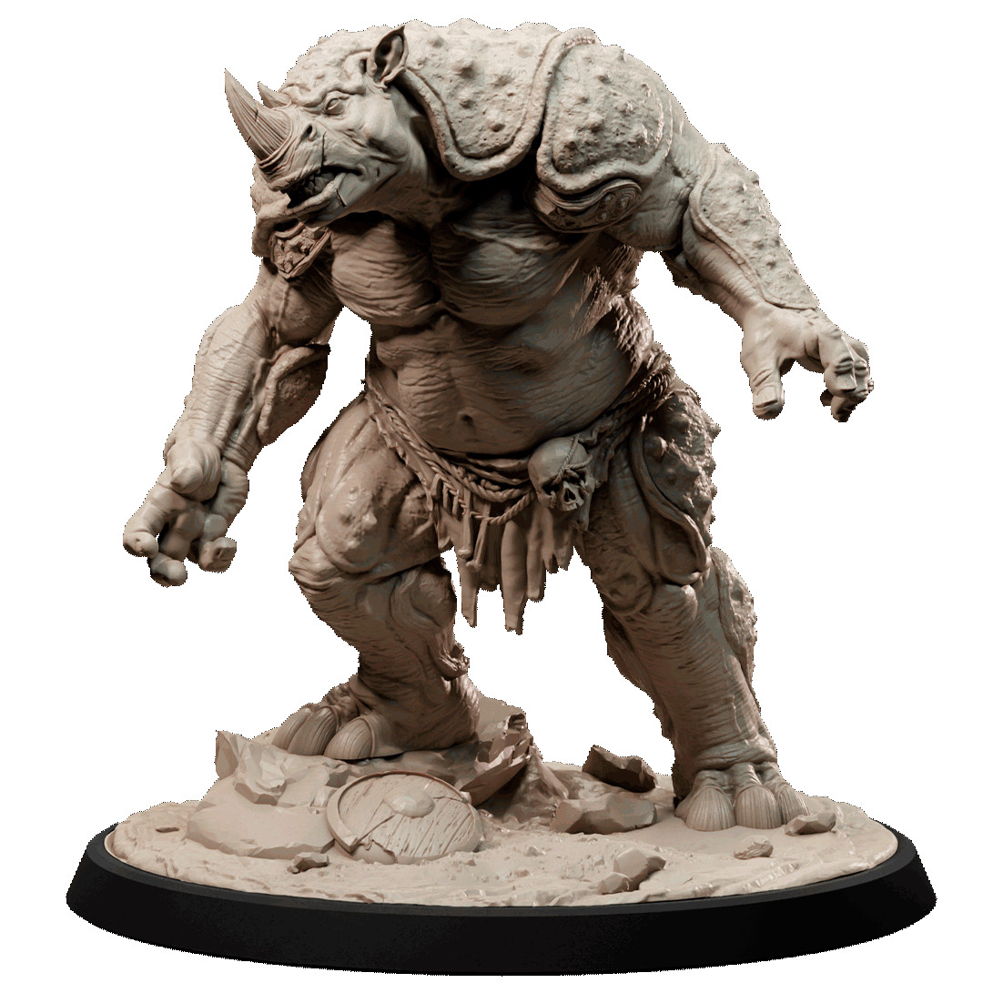 D&D Rhino Gladiator Monster Mini 28mm and 32mm Scale Mini TTRPG