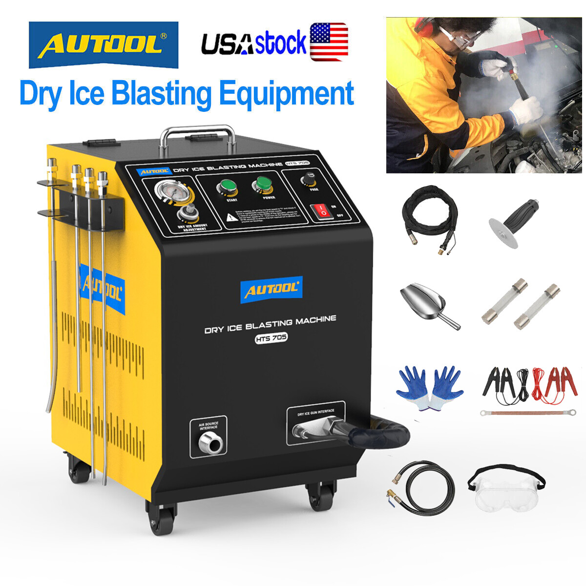 Dry Ice C02 Blaster Machine Dry Ice Blaster Cleaning Car Ships w/Spray Nozzle