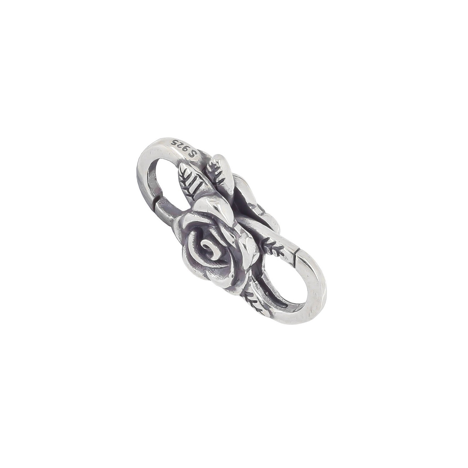Oxidized Sterling Silver Rose Double Opening Infinity Lobster Clasp #51901