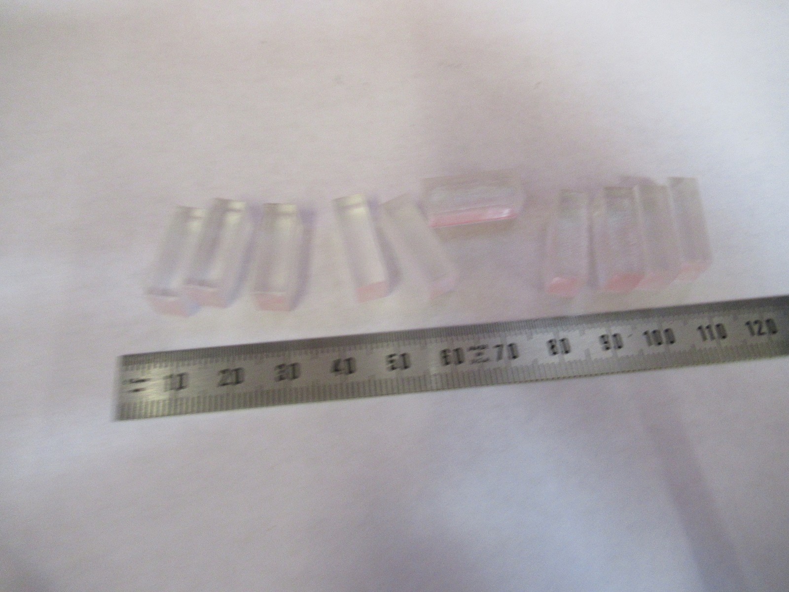 LOT 10 EA OPTICAL GLASS PREFORMS RECTANGULAR OPTICS AS PICTURED MIL SPEC X1-B-26