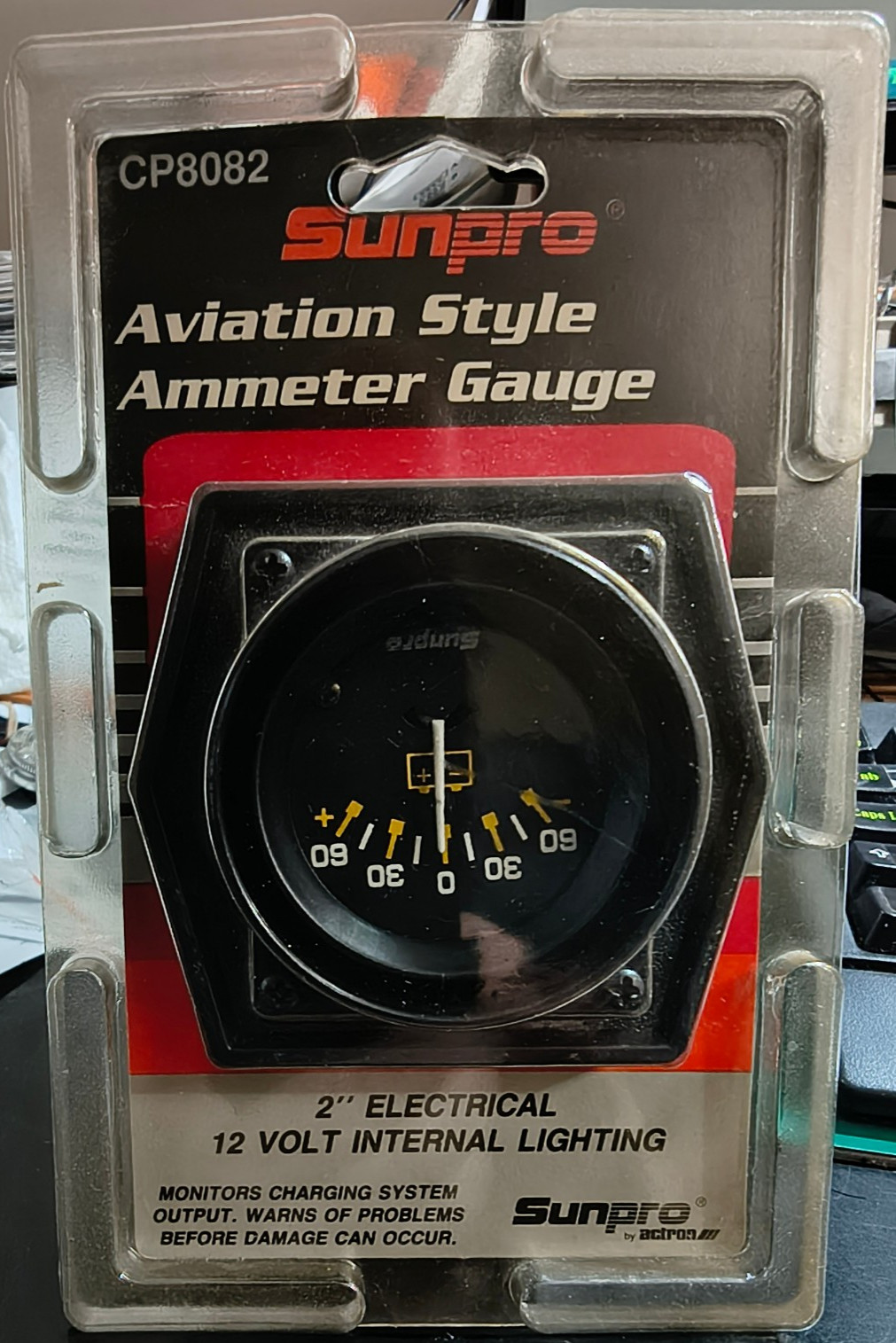 SUNPRO CP8082 2" AMMETER AVIATION STYLE Never opened Car Boat Aviation Restor-n