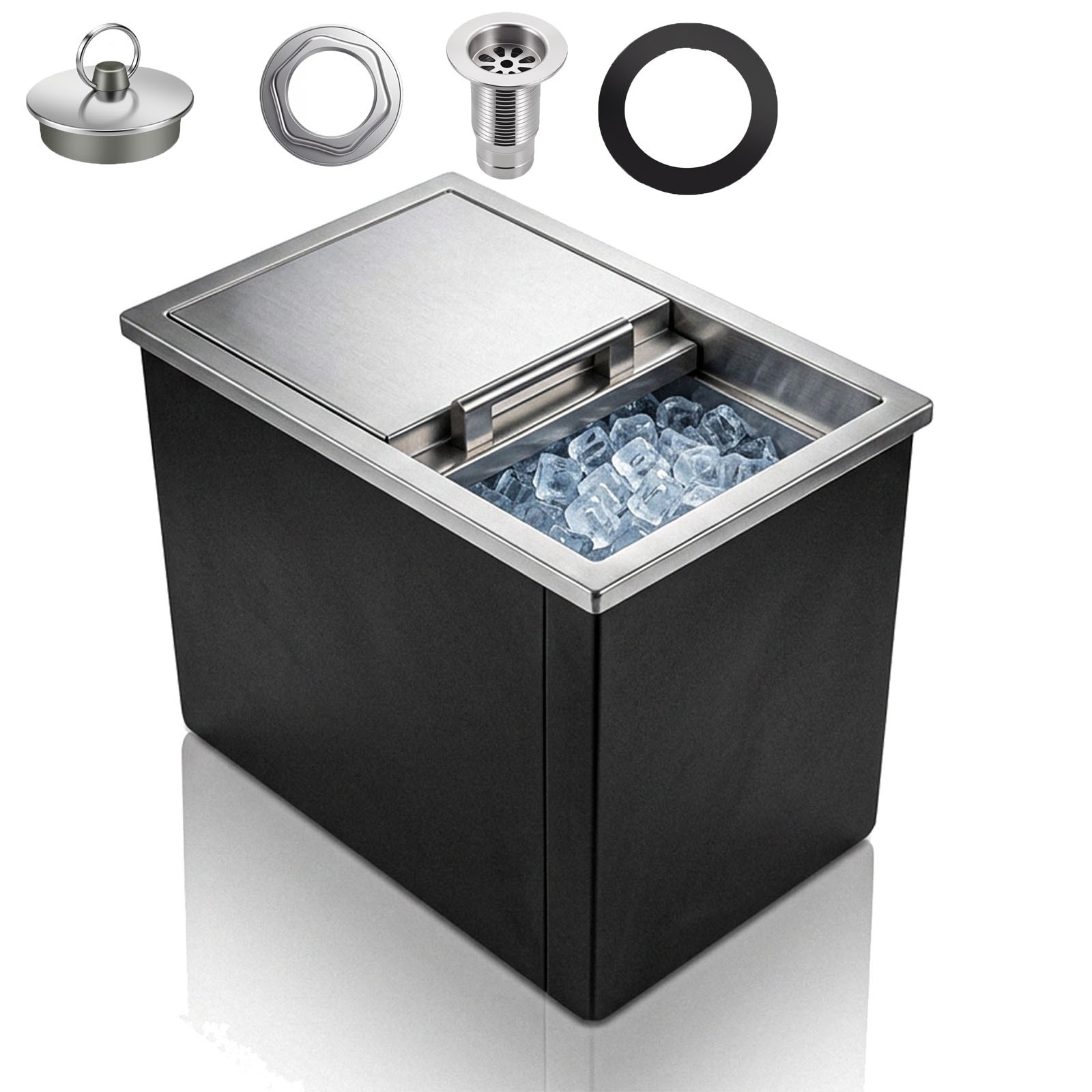 Commercial Ice Bin with Sliding Cover,52 L Outdoor Kitchen Ice Bar,Wine Beer