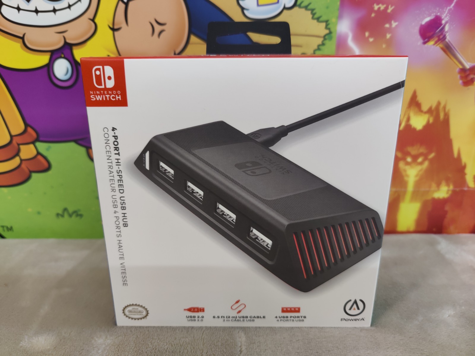 PowerA 4Port Hi-Speed USB Hub for Nintendo Switch, USB 2.0, 6 ft. USB Cable N185