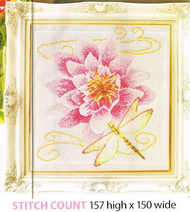 WATERLILY AND DRAGONFLY  CROSS STITCH PATTERN  ONLY    ALS  WP