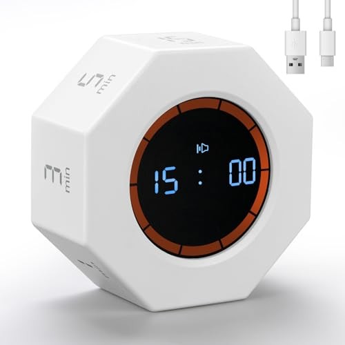Rechargeable Pomodoro Timer, Small Gravity Timer () | Seven Preset Pearl White