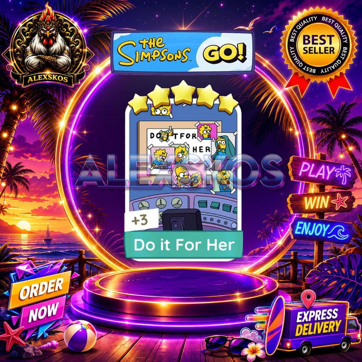 Do it For Her ⭐Monopoly Go Sticker MOGO The Simpsons Go! Stickers 🌟FastDelivery