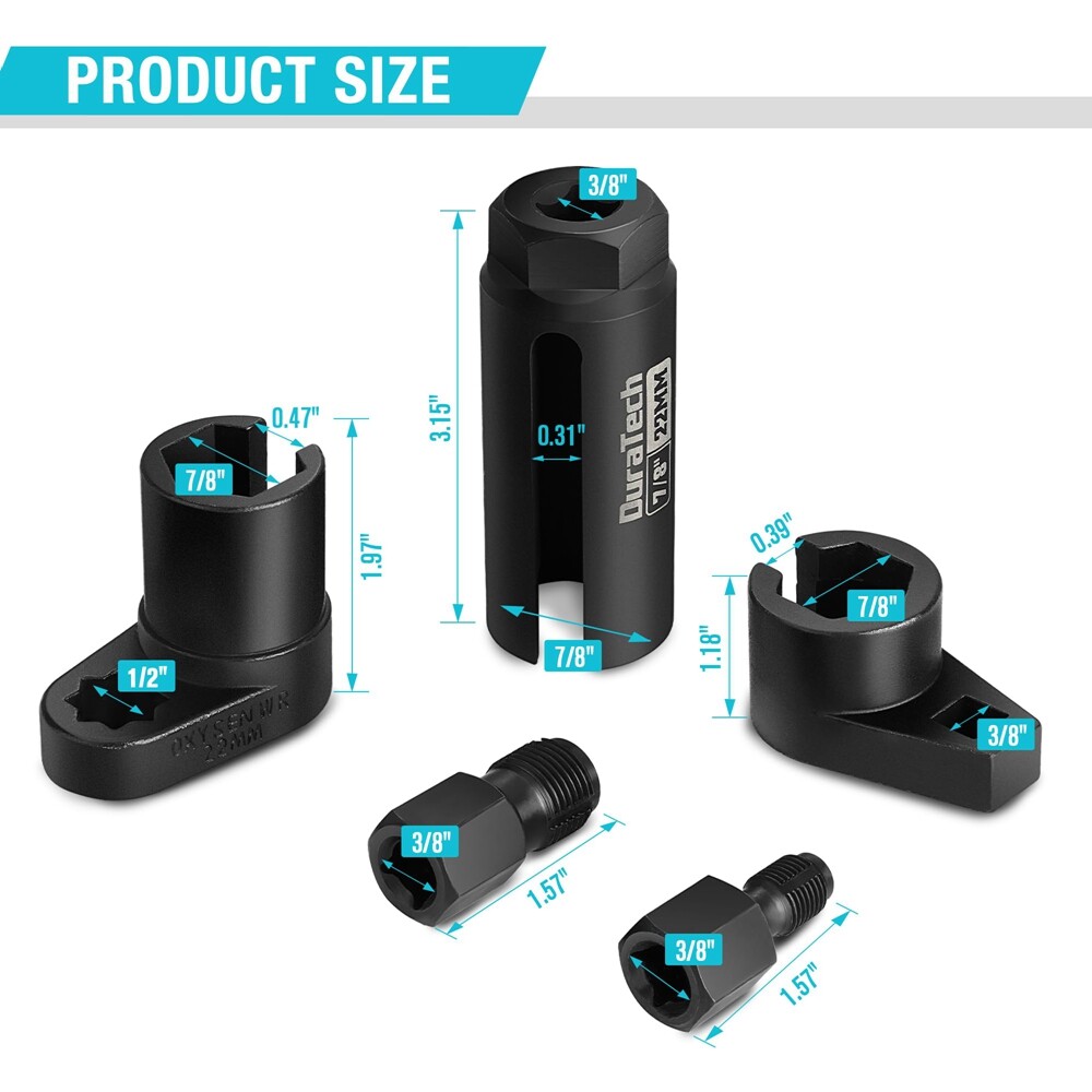 O2 Oxygen Sensor Socket Thread Chaser Set 5PCS O2 Sensor Wrench Removal Tool Kit