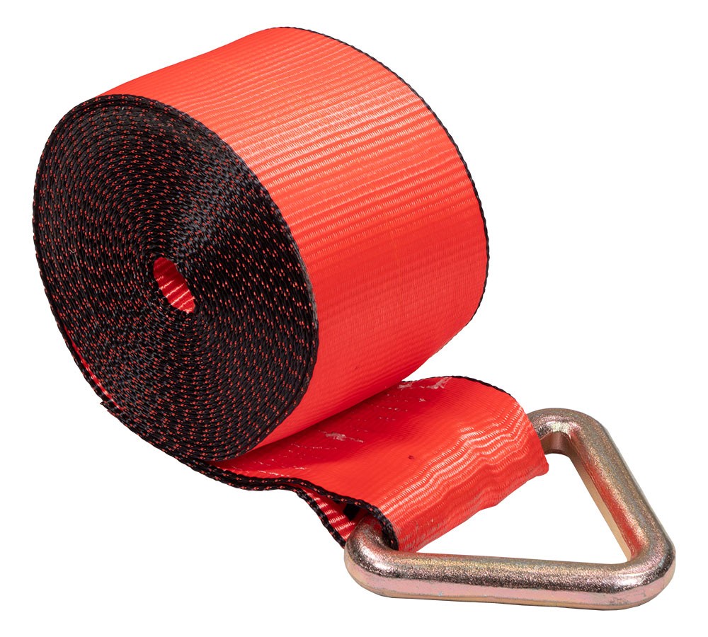 Winch Straps 4"x30' Red Tie Down w/Delta Ring WLL# 5400 lbs for Flatbed Truck