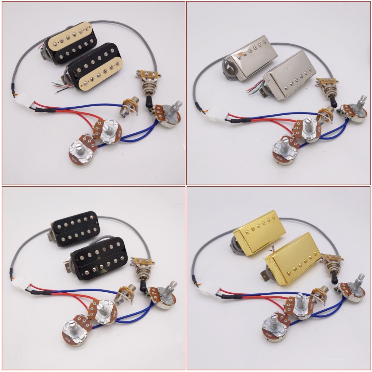 Classic 57 Guitar Alnico II Humbucker Pickups 4C with 2V1T Wiring Harness