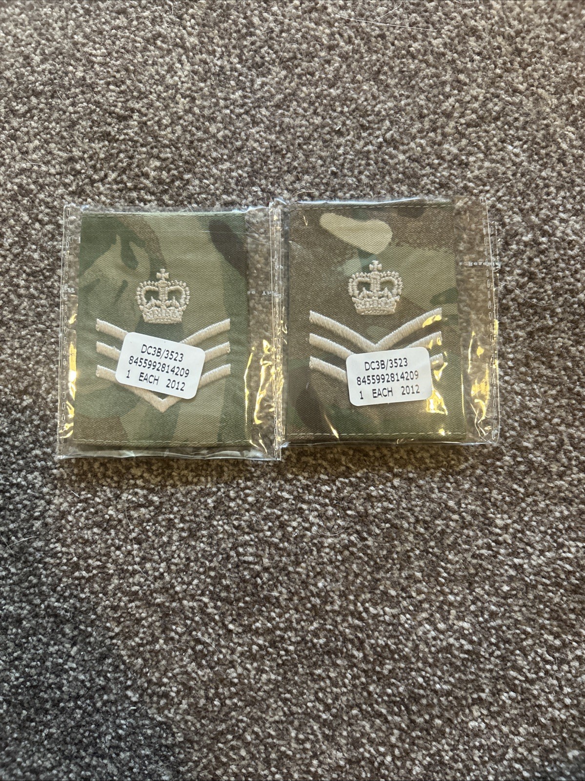 Pair of British Army Issue MTP Staff/ Colour Sergeant Rank Slides (Old Crown)