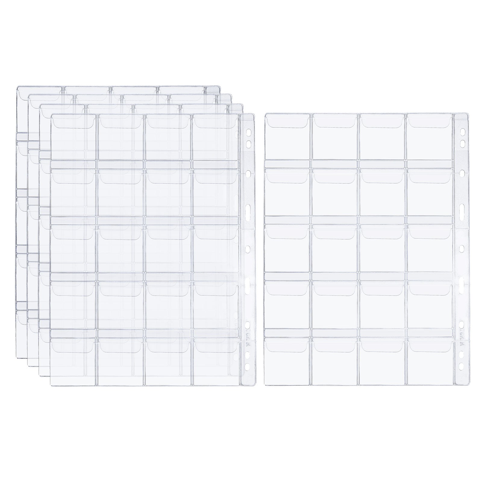 20 Pockets Coin Collecting Pages, 5 Sheets Coin Binder Inserts Sleeves