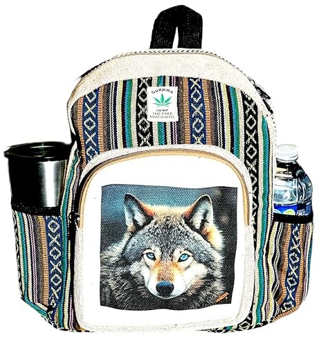 Gurkha Handmade Himalayan Hemp Backpack 14 IN Large Backpack Hippie, Festival