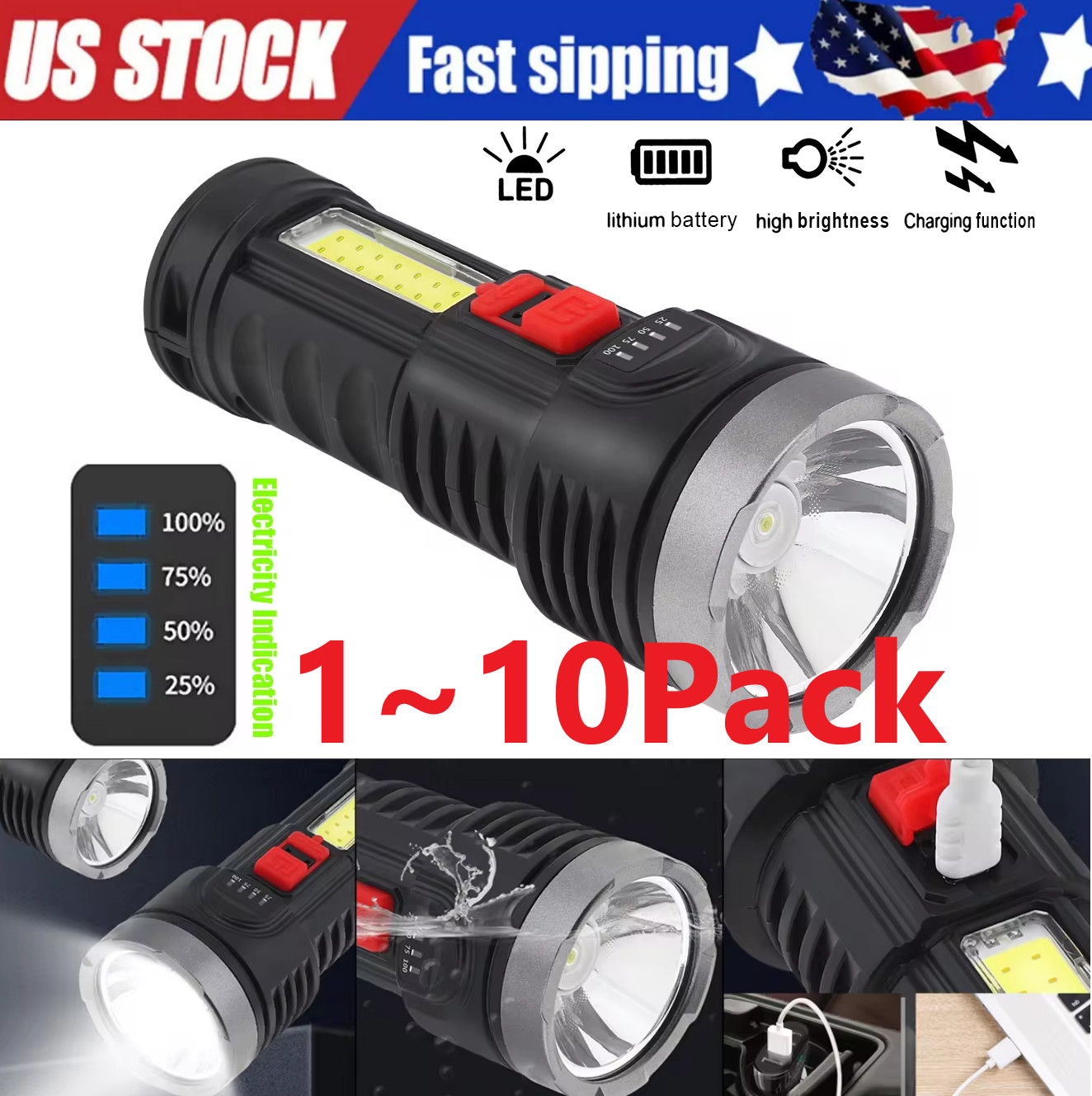 Super Bright 999000000 LM LED Torch Tactical Flashlight Lantern Rechargeable US