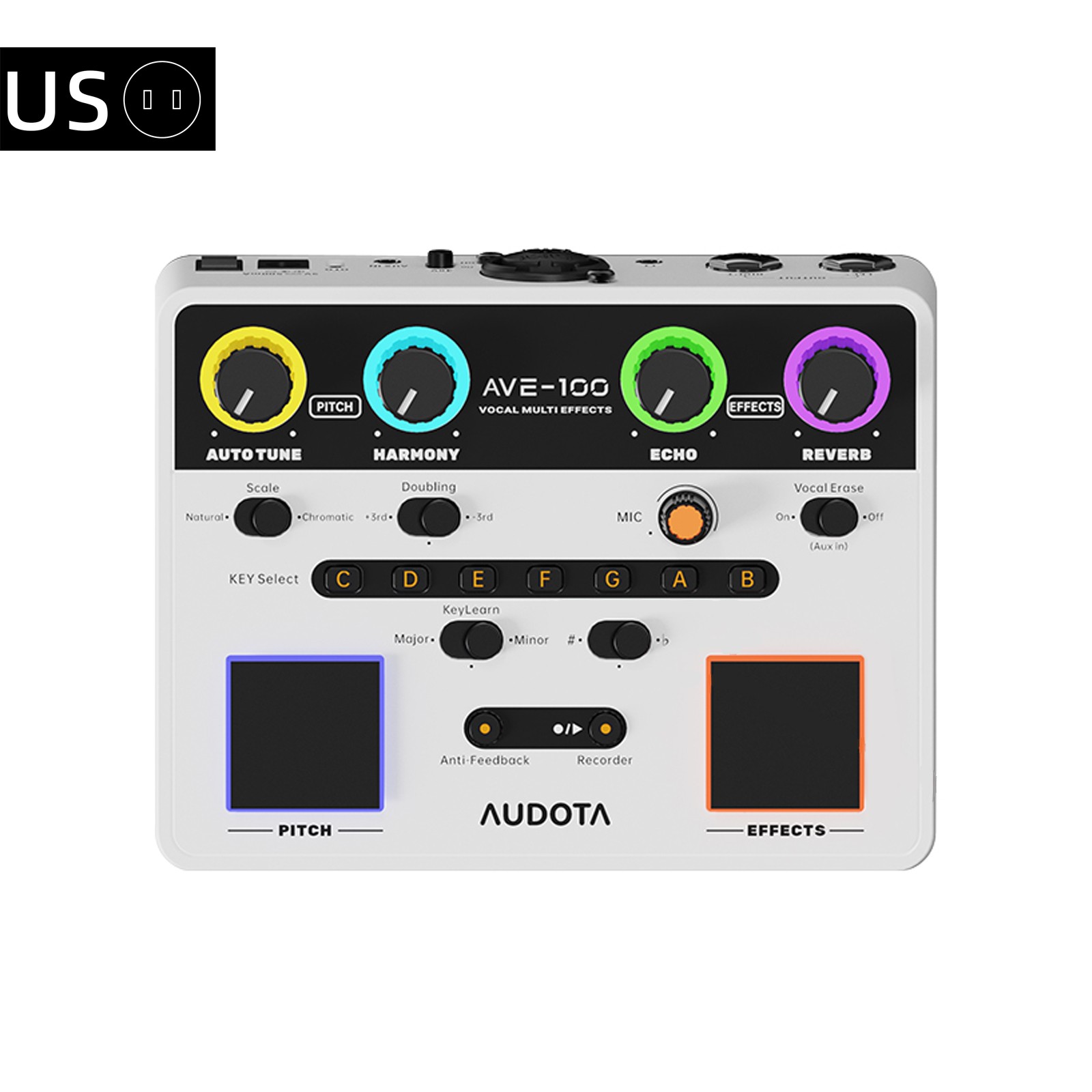 AUDOTA AVE-100 Auto Key Detection Vocal Processor 3 Harmony Modes Singer Set
