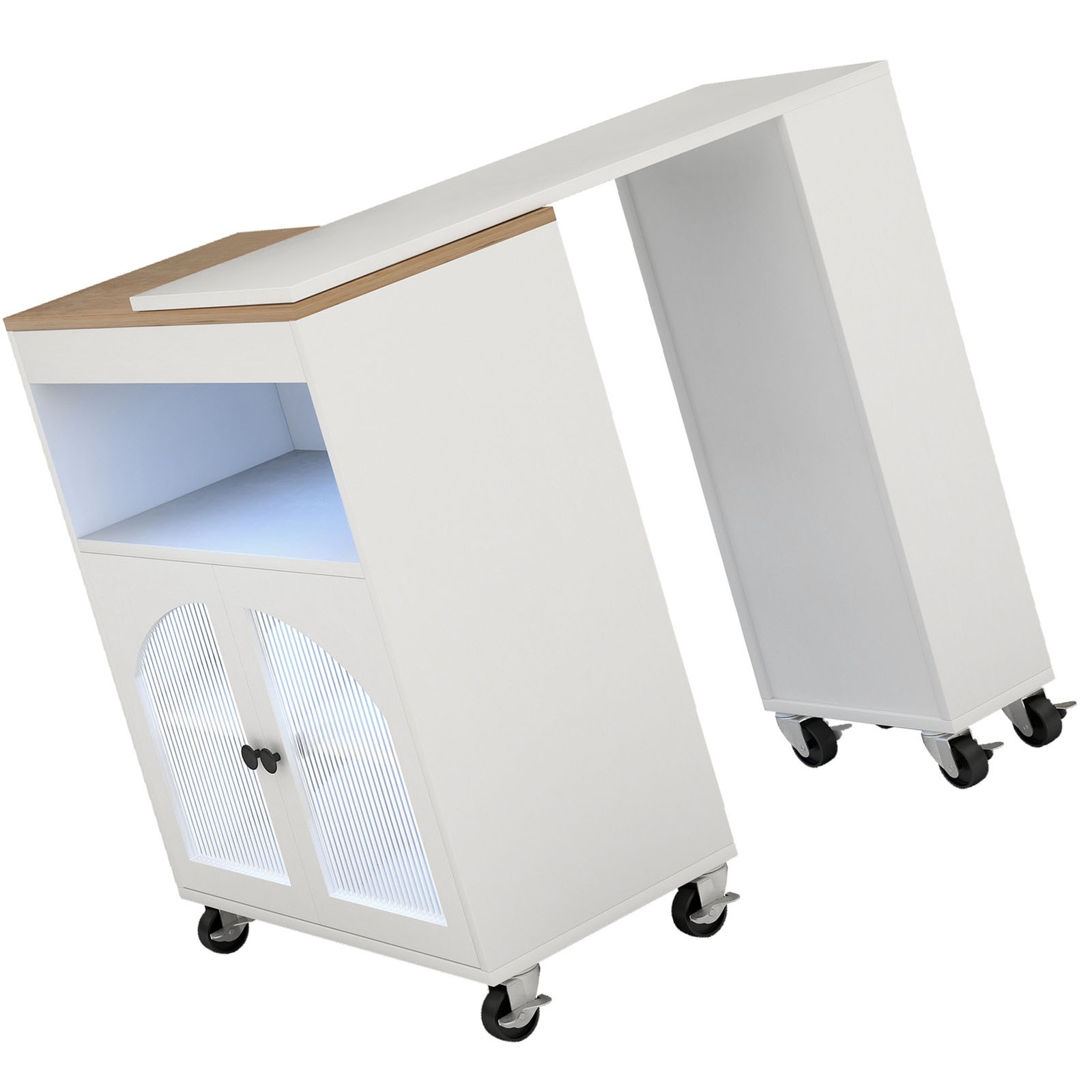 Kitchen Island On Wheels With Extended Table MDF Rolling Kitchen Storage Cabinet