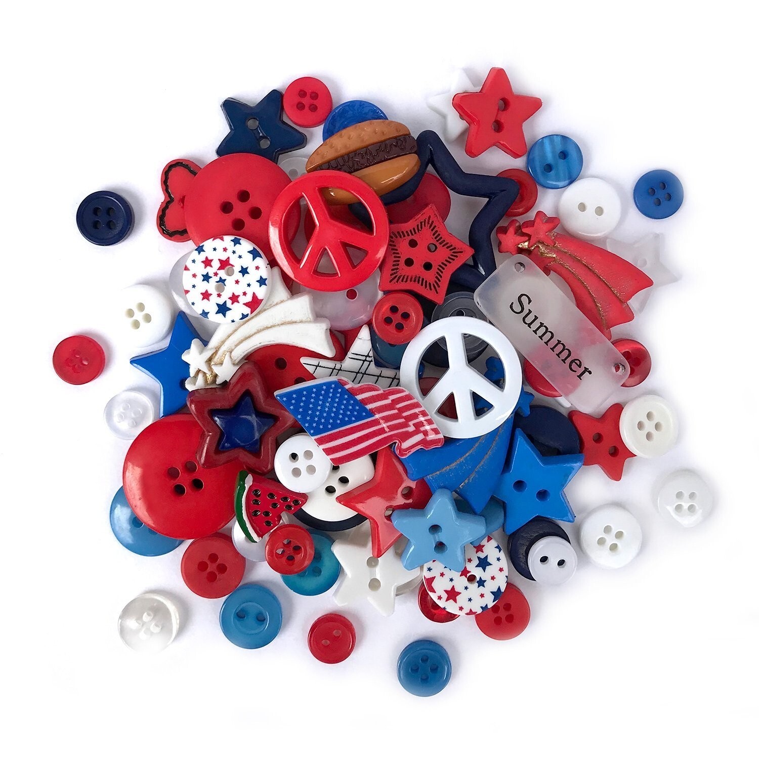 Buttons Galore Value Pack of Buttons for Crafts and Sewing - Patriotic