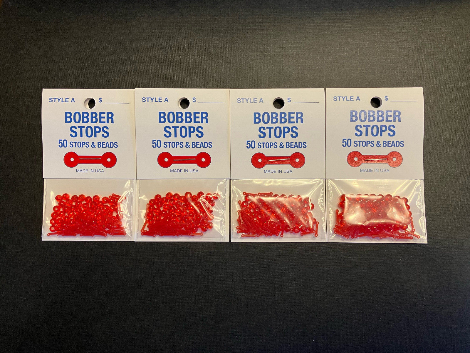 Bobber Stops & Beads - Style A - 2 Hole - 4 Packages of 50 Each