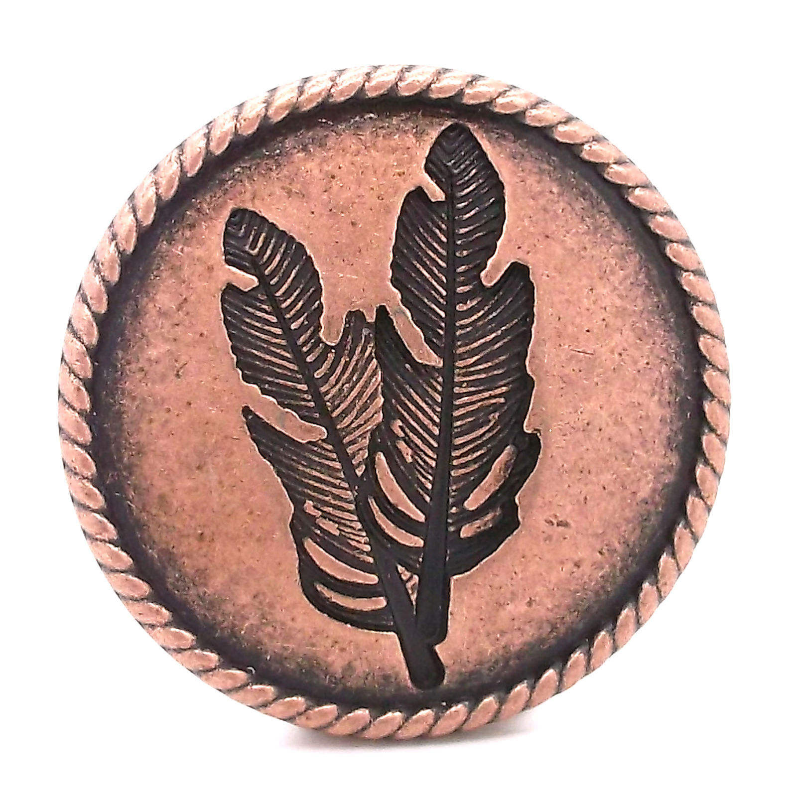 Feather Concho Antique Copper with Rope Border Screwback 1-1/4" by Stecksstore