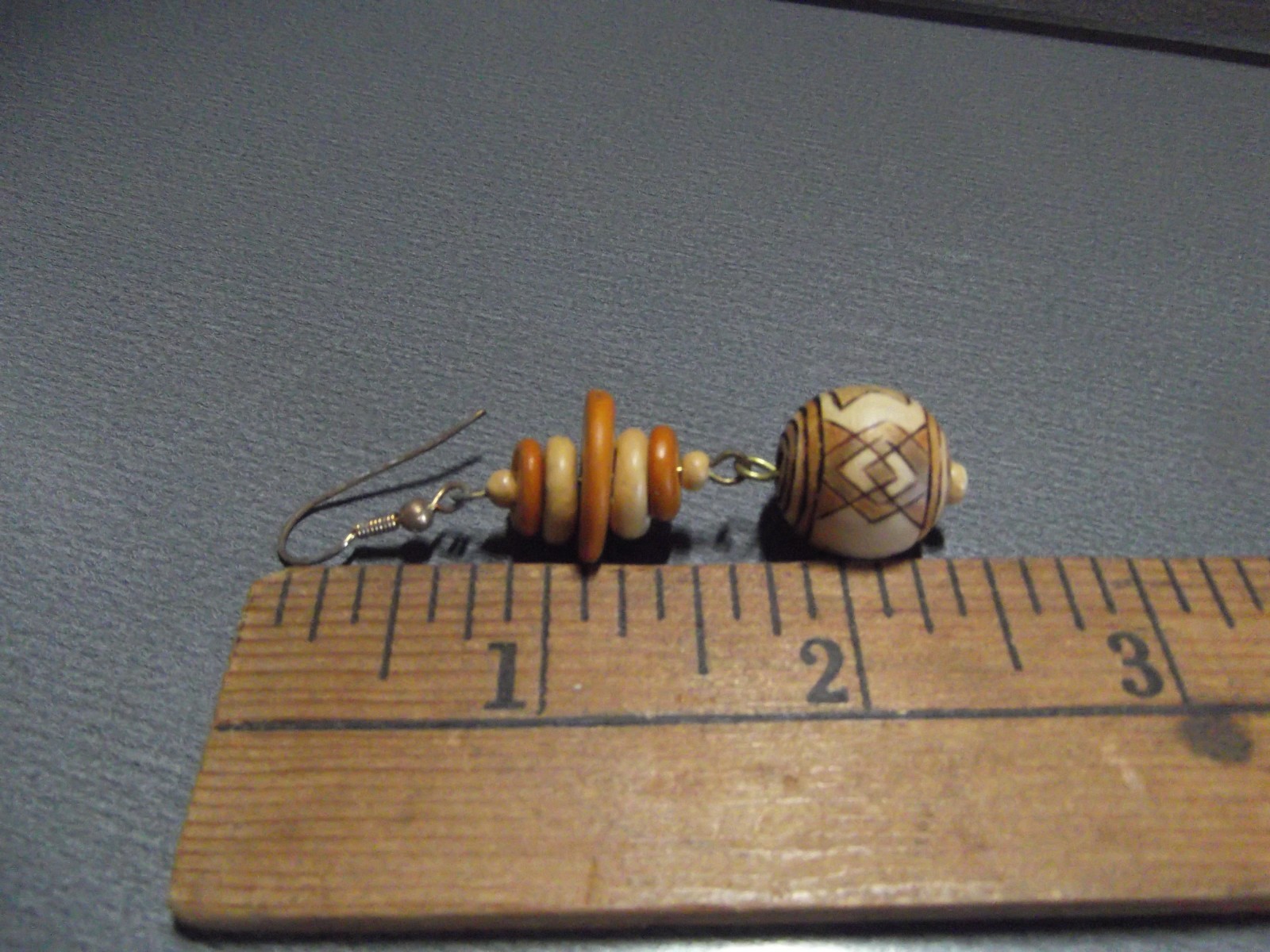 1 Pair Unique 1.75"in Wood/Plastic Brown Beehive Shape Dangle